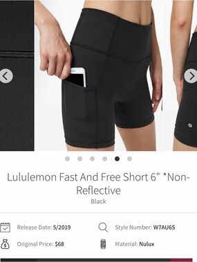 lululemon athletica Fast and Free 6" Bike Shorts in Black
